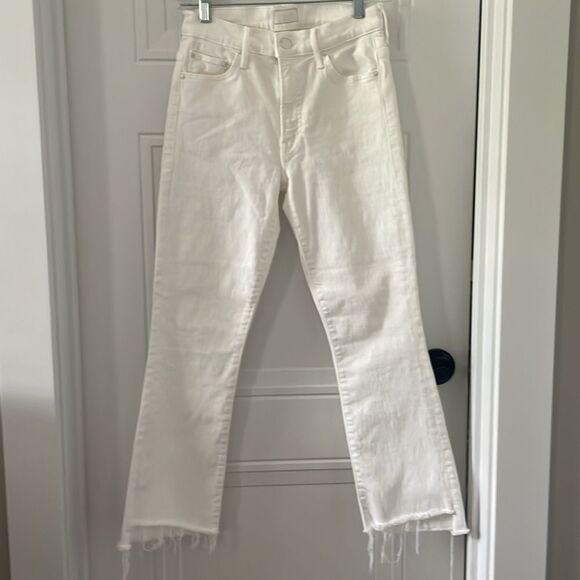 MOTHER The Insider Crop Step Fray White Jeans - Picture 1 of 8